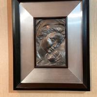 Quadro Madonna e Gesu cesellato a mano in peltro