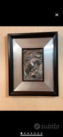 Quadro Madonna e Gesu cesellato a mano in peltro