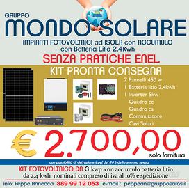 fotovoltaico senza pratica enel 3kw bat 2,5 kw