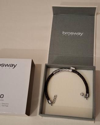 Bracciale uomo BROSWAY in acciaio e pelle nera