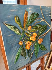 Quadro con frutta su tela 50x50 olio 