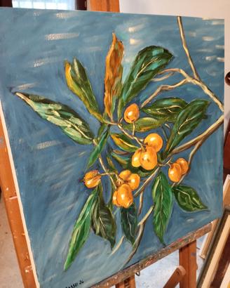Quadro con frutta su tela 50x50 olio 