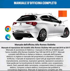 Manuale officina ALFA Romeo Giulietta 940 