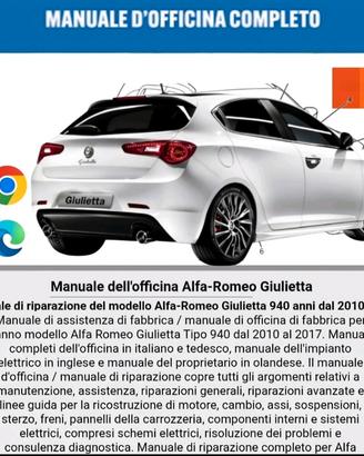 Manuale officina ALFA Romeo Giulietta 940 
