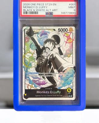 Monkey D. Luffy Black e White Alt Art Eng PSA 9