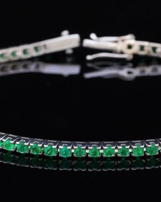 BRACCIALE TENNIS IN ORO BIANCO 18KT CON SMERALDI