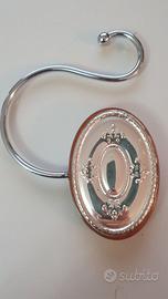 Gancio Portaborse con supporto in legno e silver