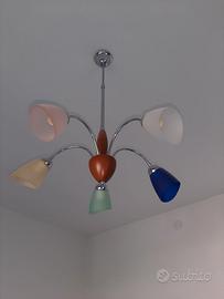 Lampadario 5 bracci vetro di Murano