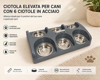 Ciotola svezzamento per cani con 6 ciotole inox