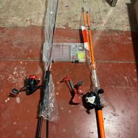 Canne da pesca con accessori