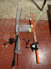 Canne da pesca con accessori