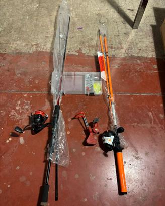 Canne da pesca con accessori