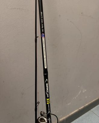 Canna da pesca spinning con mulinello e artificial