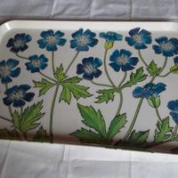 Vassoio di Melamina con Fiori Azzurri