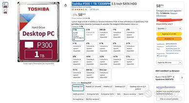 HDD/SSD 1TB Toshiba P300 1 TB 7200RPM PER PC