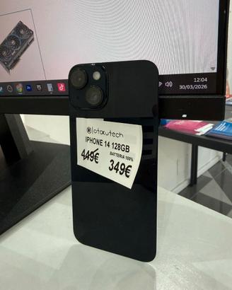 APPLE IPHONE 14 128GB BT 100% 12 MESI GARANZIA