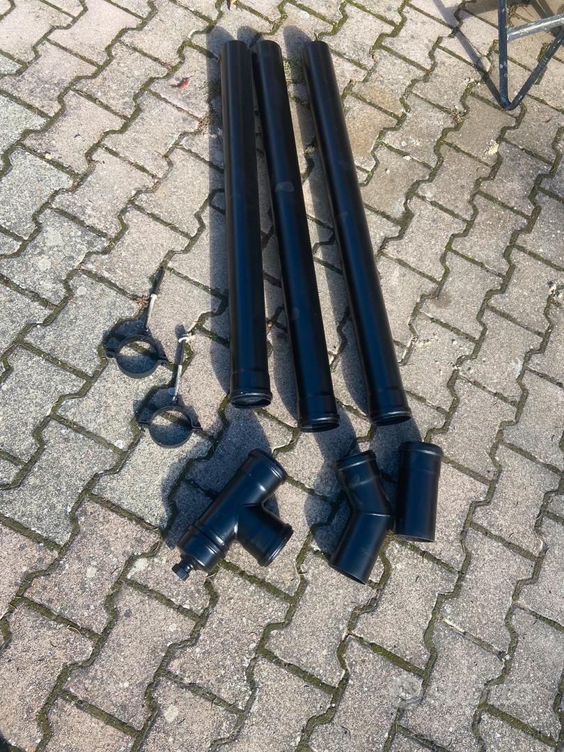 LANZZAS Set di tubi per stufa tirati corti, 3 pezzi (forma piena) – diametro 150 mm – Colore