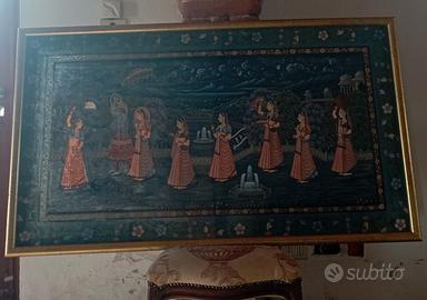 Grande quadro Batik indiano originale incorniciato