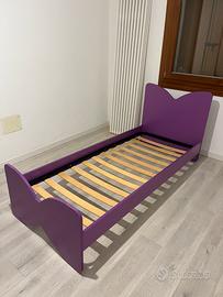 Letto singolo viola design testiera farfalla