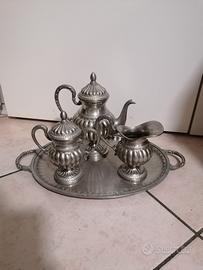 Servizio Da The 3 Pezzi Con Vassoio In Peltro 95%