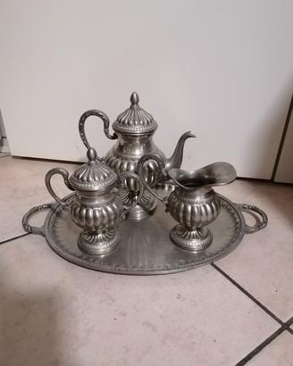 Servizio Da The 3 Pezzi Con Vassoio In Peltro 95%