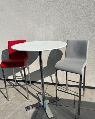 tavolo snack alto tondo con due sgabelli