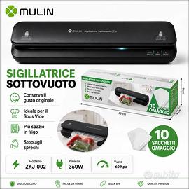 Sigillatrice Sottovuoto Mulin 360W Nero 10 Sacchi