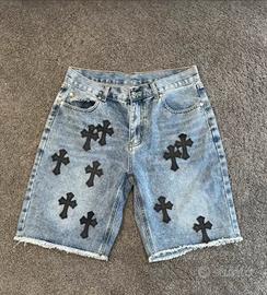 shorts in denim chrome hearts
