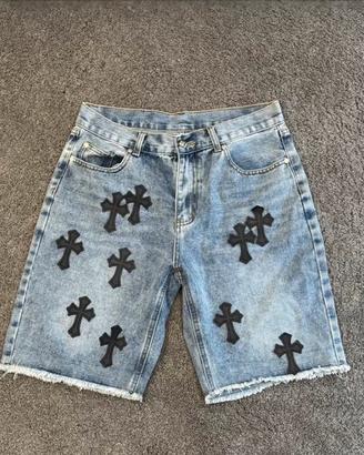 shorts in denim chrome hearts