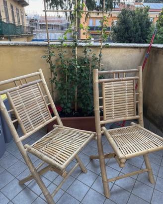 Set due sedie bamboo da esterno