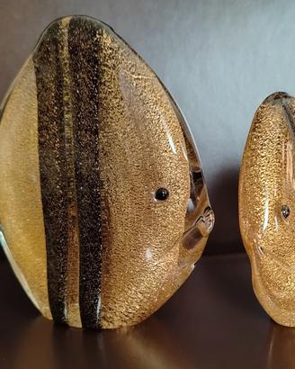 Coppia pesci Gambaro e Poggi in vetro dimurano