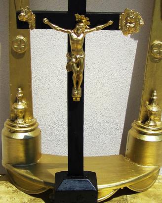 Crocifisso Cristo oro-nero ANTICO