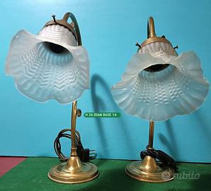 N. 2 ABAT-JOUR IN OTTONE E VETRO VINTAGE