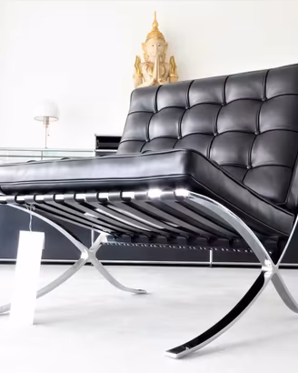 KNOLL BARCELLONA (NUOVA) in pelleVENEZIA nera