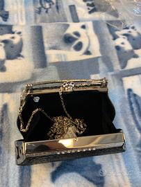 Pochette borsetta elegante da sera nera argento