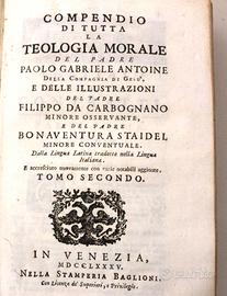 libro Antico Compendio Teologia Morale - 1785