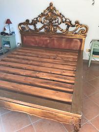 letto 174x200 in legno intarsiato + assi a misura