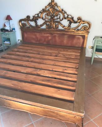 letto 174x200 in legno intarsiato + assi a misura