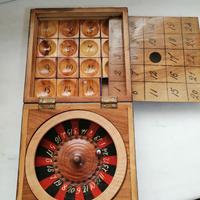 Vintage legno ROULETTE 24 NUMERI + gioco del 15