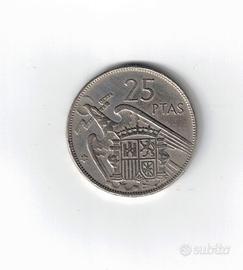 Moneta Spagna da 25pesetas 1957 "Francisco Franco"