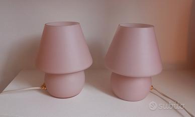 Coppia Lampade Funghetto Murano rosa