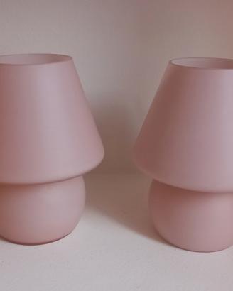 Coppia Lampade Funghetto Murano rosa