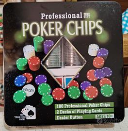 SET POKER CHIPS 100 PEZZI 2 MAZZI DI CARTE 