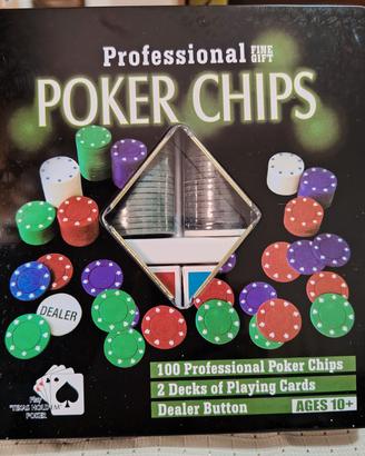 SET POKER CHIPS 100 PEZZI 2 MAZZI DI CARTE 