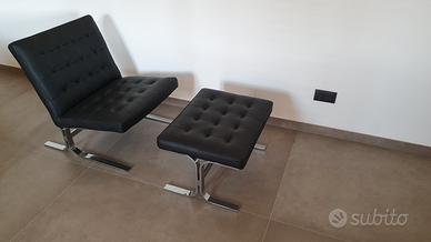 Poltrona + ottomano  Valmori Mozart in vera pelle