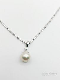 Girocollo oro 18 kt perla australia e diamante