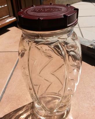 Vaso in vetro trasparente con coperchio vintage