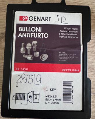 Bulloni Antifurto Genart Nissan Quasquai (J12)