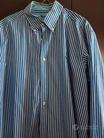 camicia maniche lunghe bianca righe blu