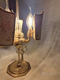  Lampada Bouillotte in Ottone 3 Luci Restaurata